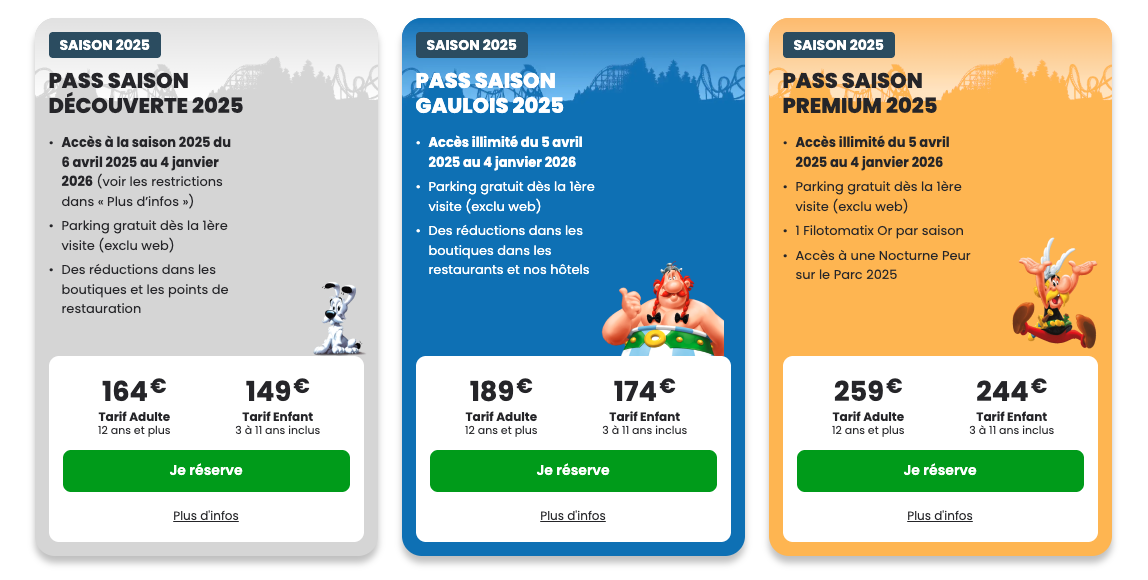 pass saison 2025 parc astérix